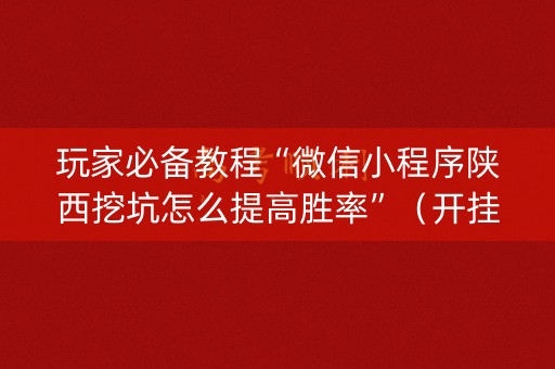 玩家必备教程“微信小程序陕西挖坑怎么提高胜率”（开挂辅助插件)