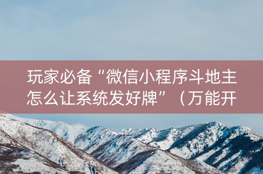 玩家必备“微信小程序斗地主怎么让系统发好牌”（万能开挂器)