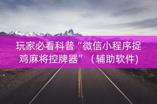玩家必看科普“微信小程序捉鸡麻将控牌器”（辅助软件)