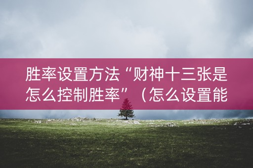 胜率设置方法“财神十三张是怎么控制胜率”（怎么设置能有好牌)