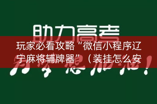 玩家必看攻略“微信小程序辽宁麻将辅牌器”（装挂怎么安装)