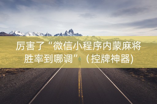 厉害了“微信小程序内蒙麻将胜率到哪调”（控牌神器)