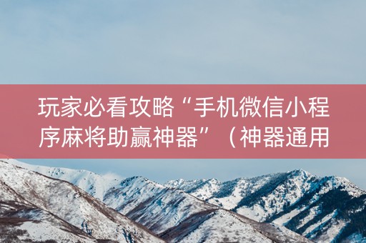 玩家必看攻略“手机微信小程序麻将助赢神器”（神器通用版)