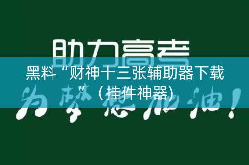 黑料“财神十三张辅助器下载”（挂件神器)
