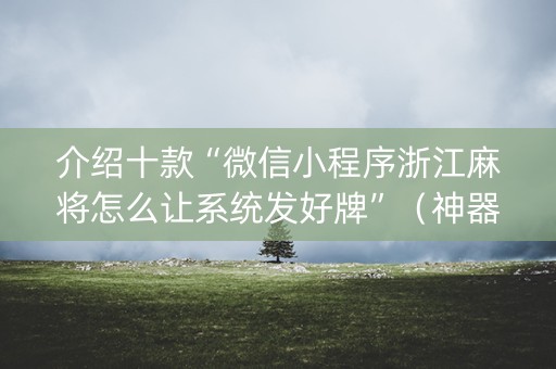介绍十款“微信小程序浙江麻将怎么让系统发好牌”（神器最新免费)
