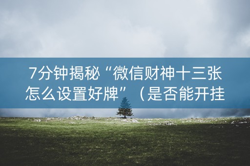 7分钟揭秘“微信财神十三张怎么设置好牌”（是否能开挂)
