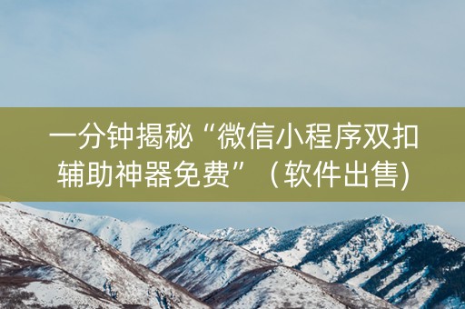一分钟揭秘“微信小程序双扣辅助神器免费”（软件出售)
