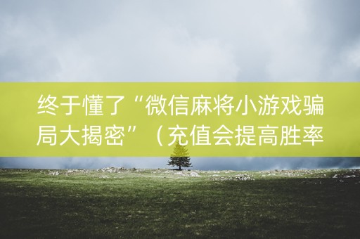 终于懂了“微信麻将小游戏骗局大揭密”（充值会提高胜率么)