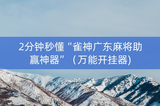 2分钟秒懂“雀神广东麻将助赢神器”（万能开挂器)