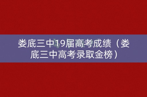 娄底三中19届高考成绩（娄底三中高考录取金榜）