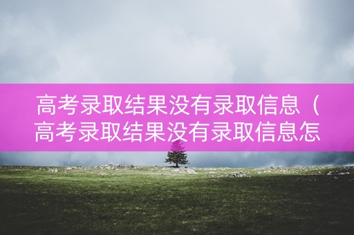 高考录取结果没有录取信息（高考录取结果没有录取信息怎么办）