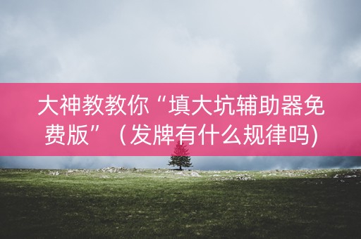 大神教教你“填大坑辅助器免费版”（发牌有什么规律吗)