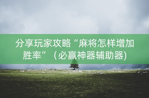 分享玩家攻略“麻将怎样增加胜率”（必赢神器辅助器)