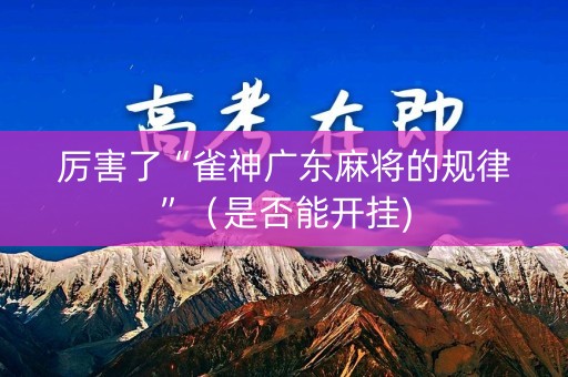 厉害了“雀神广东麻将的规律”（是否能开挂)
