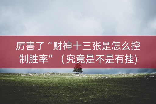 厉害了“财神十三张是怎么控制胜率”（究竟是不是有挂)