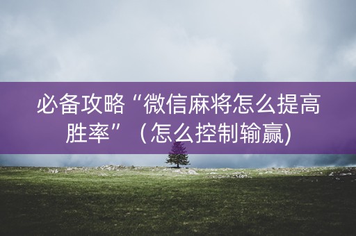 必备攻略“微信麻将怎么提高胜率”（怎么控制输赢)