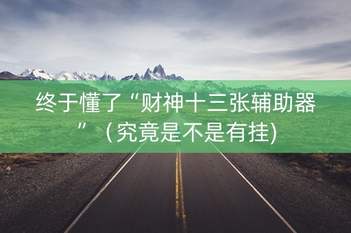 终于懂了“财神十三张辅助器”（究竟是不是有挂)