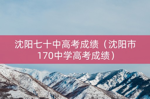 沈阳七十中高考成绩（沈阳市170中学高考成绩）