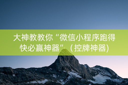 大神教教你“微信小程序跑得快必赢神器”（控牌神器)