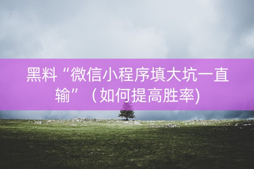 黑料“微信小程序填大坑一直输”（如何提高胜率)