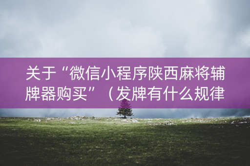 关于“微信小程序陕西麻将辅牌器购买”（发牌有什么规律吗)
