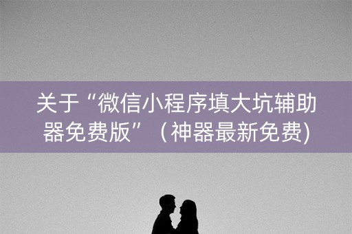 关于“微信小程序填大坑辅助器免费版”（神器最新免费)