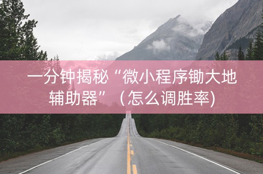 一分钟揭秘“微小程序锄大地辅助器”（怎么调胜率)
