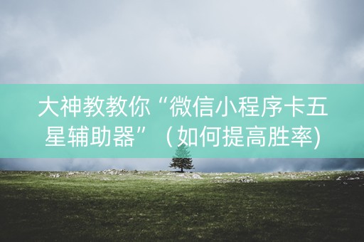 大神教教你“微信小程序卡五星辅助器”（如何提高胜率)
