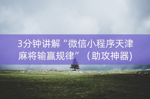 3分钟讲解“微信小程序天津麻将输赢规律”（助攻神器)