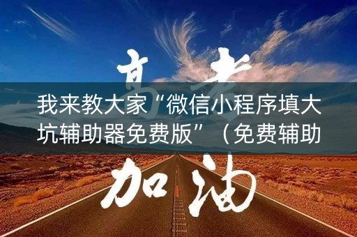 我来教大家“微信小程序填大坑辅助器免费版”（免费辅助)