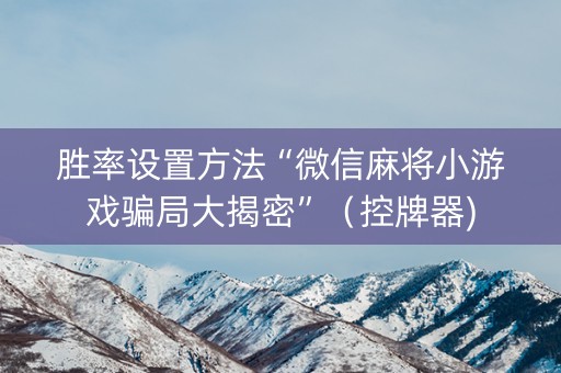 胜率设置方法“微信麻将小游戏骗局大揭密”（控牌器)