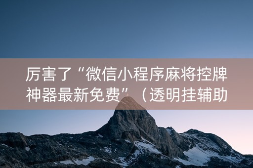 厉害了“微信小程序麻将控牌神器最新免费”（透明挂辅助器)