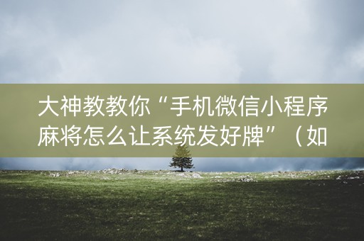 大神教教你“手机微信小程序麻将怎么让系统发好牌”（如何提高胜率)