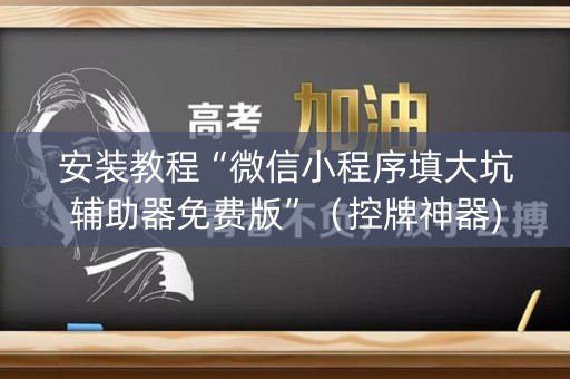 安装教程“微信小程序填大坑辅助器免费版”（控牌神器)