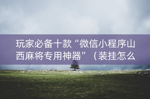 玩家必备十款“微信小程序山西麻将专用神器”（装挂怎么安装)