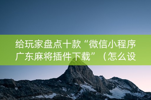 给玩家盘点十款“微信小程序广东麻将插件下载”（怎么设置能有好牌)