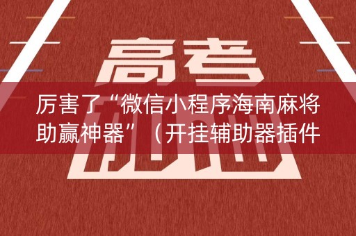 厉害了“微信小程序海南麻将助赢神器”（开挂辅助器插件)