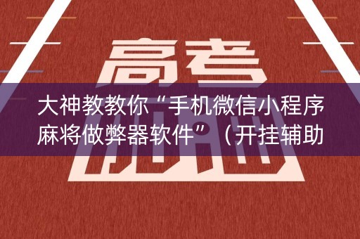 大神教教你“手机微信小程序麻将做弊器软件”（开挂辅助器脚本)