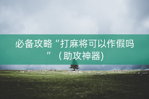 必备攻略“打麻将可以作假吗”（助攻神器)