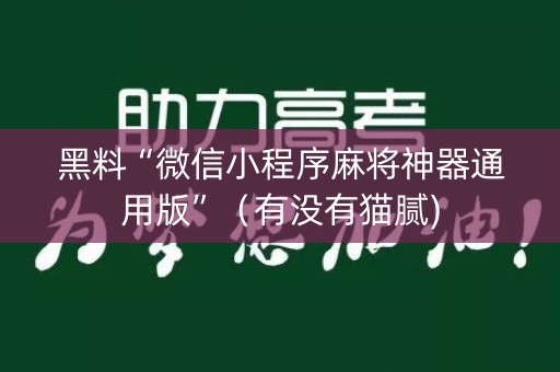 黑料“微信小程序麻将神器通用版”（有没有猫腻)