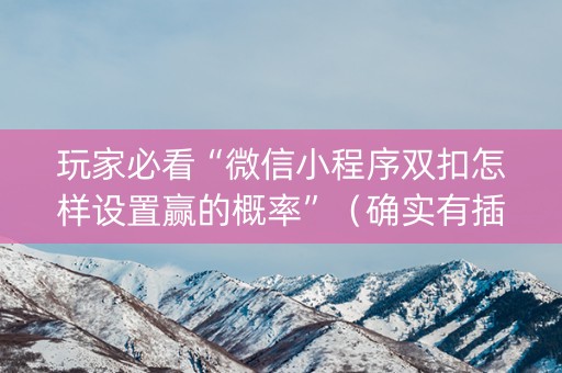 玩家必看“微信小程序双扣怎样设置赢的概率”（确实有插件吗)