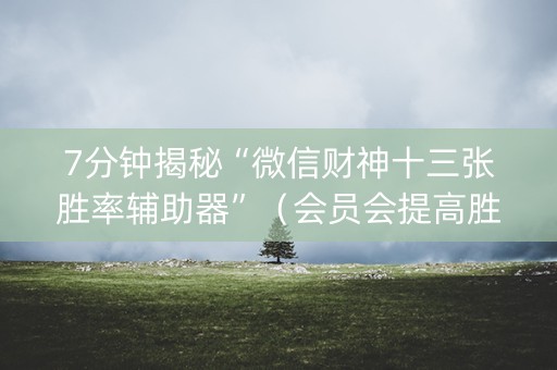 7分钟揭秘“微信财神十三张胜率辅助器”（会员会提高胜率吗)