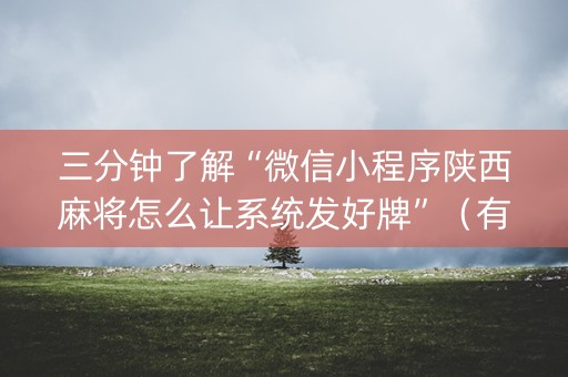 三分钟了解“微信小程序陕西麻将怎么让系统发好牌”（有什么诀窍)