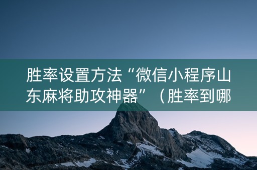 胜率设置方法“微信小程序山东麻将助攻神器”（胜率到哪调)