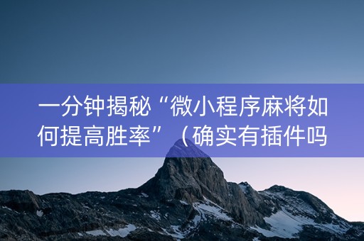 一分钟揭秘“微小程序麻将如何提高胜率”（确实有插件吗)