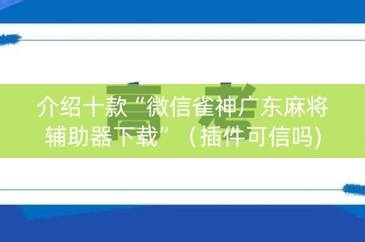 介绍十款“微信雀神广东麻将辅助器下载”（插件可信吗)