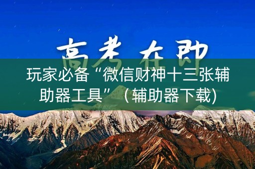 玩家必备“微信财神十三张辅助器工具”（辅助器下载)