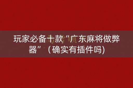 玩家必备十款“广东麻将做弊器”（确实有插件吗)