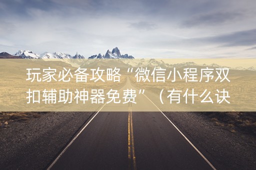 玩家必备攻略“微信小程序双扣辅助神器免费”（有什么诀窍)