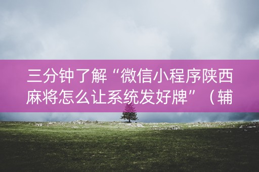 三分钟了解“微信小程序陕西麻将怎么让系统发好牌”（辅助器下载)